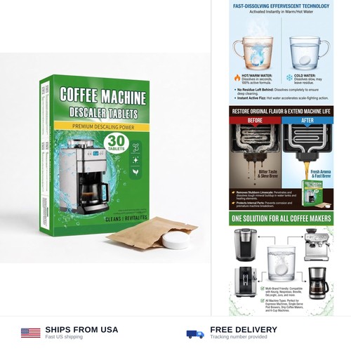 Descaler tablets for coffee